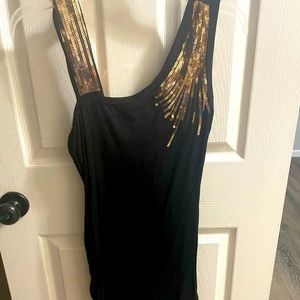 Black and gold cocktail dress